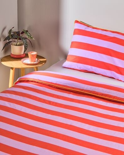 housse de couette enfant 140x200 coton rayures lilas - 5760145 - HEMA