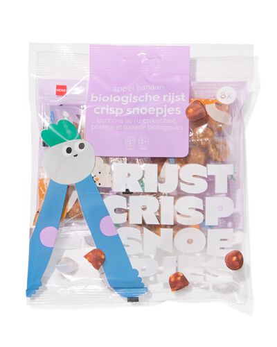 bio rijst crisp snoepjes appel-banaan uitdeelzak - 8 stuks - 10250031 - HEMA