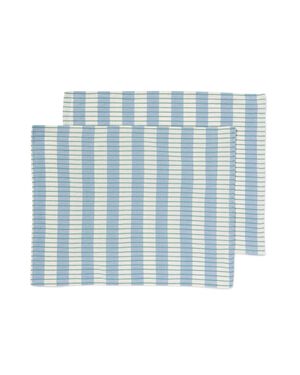 2er-Pack Tischsets, Baumwolle, 35 x 45 cm, blau mit Streifen - 5330286 - HEMA