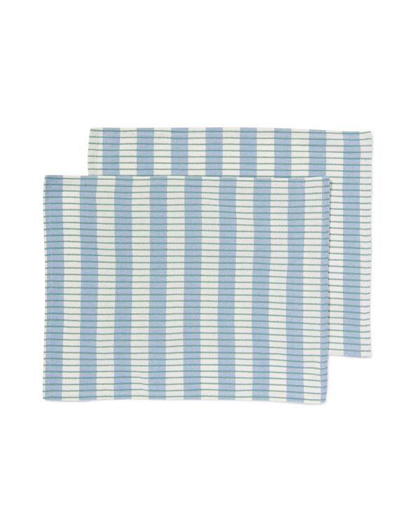 2 sets de table en coton 35x45 bleu à rayures - 5330286 - HEMA