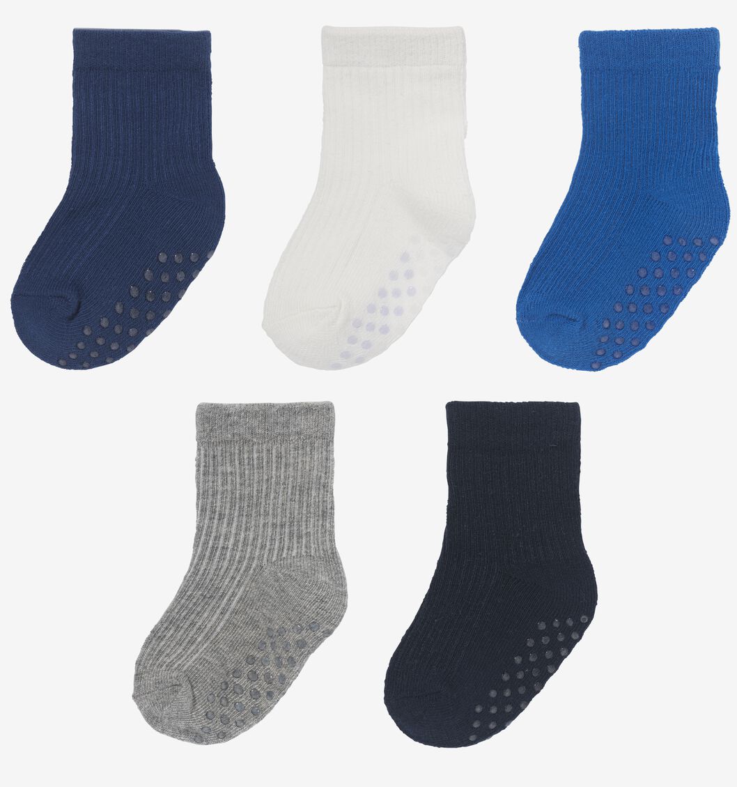 5 paires de chaussettes bébé avec coton bleu 12-18 m - 4760343 - HEMA
