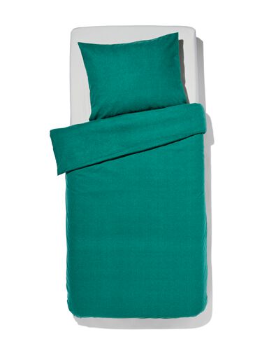 dekbedovertrek flanel 140x200/220 melange donker groen - 5770085 - HEMA