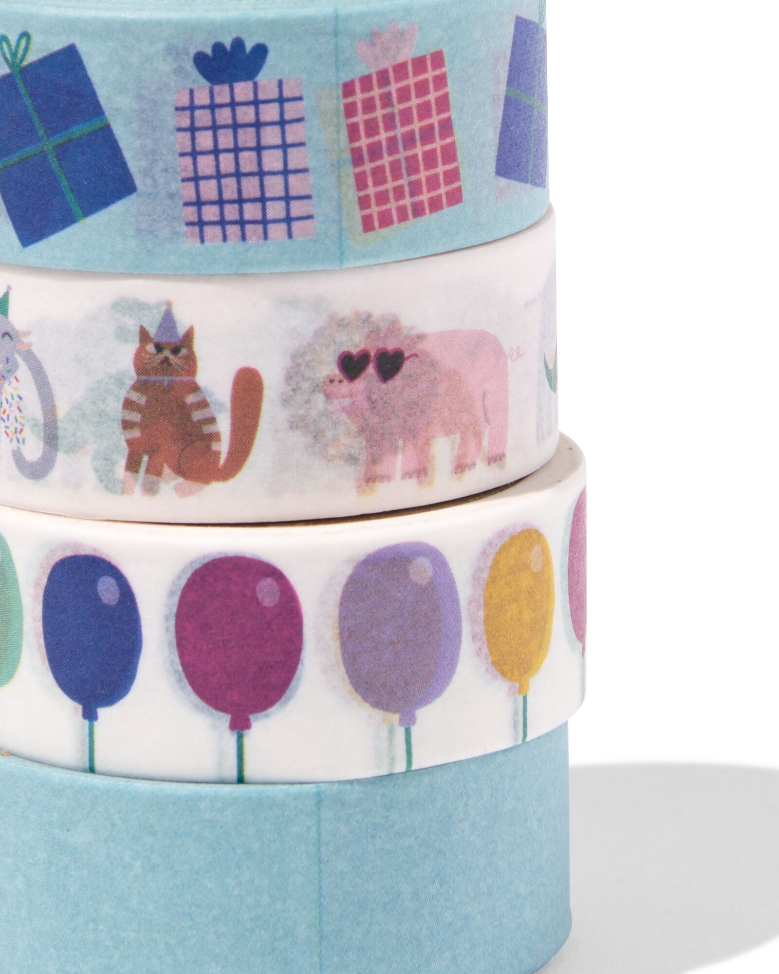 ruban adh&eacute;sif washi animaux de f&ecirc;te - 4 pi&egrave;ces - 14710322 - HEMA