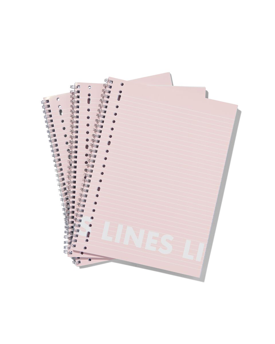 3 cahiers à spirale roses A4 - ligné - 14101641 - HEMA