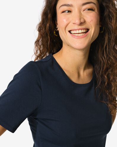 Damen-T-Shirt, enge Passform, Rundhals dunkelblau dunkelblau - 36301080DARKBLUE - HEMA