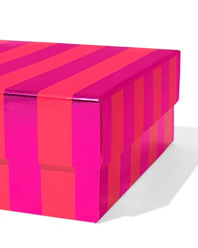 Geschenkschachtel, 22 x 22 x 9 cm, gestreift, Rosa-Rot - 14700560 - HEMA