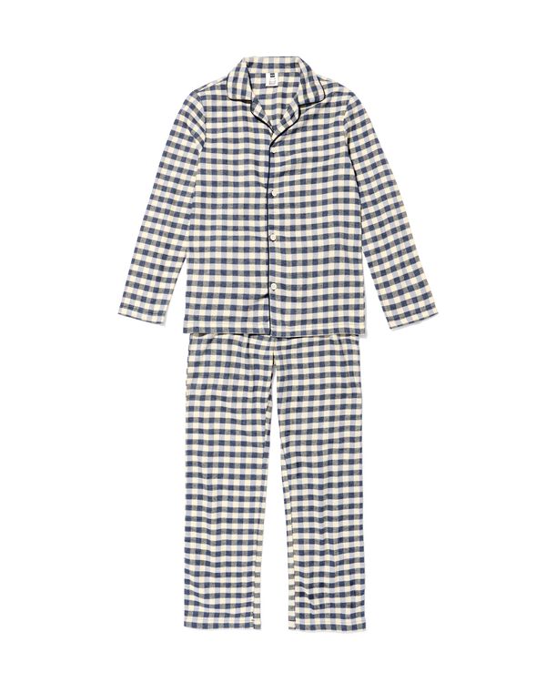 pyjama enfant en flanelle &agrave; rayures bleu bleu - 23001150BLUE - HEMA