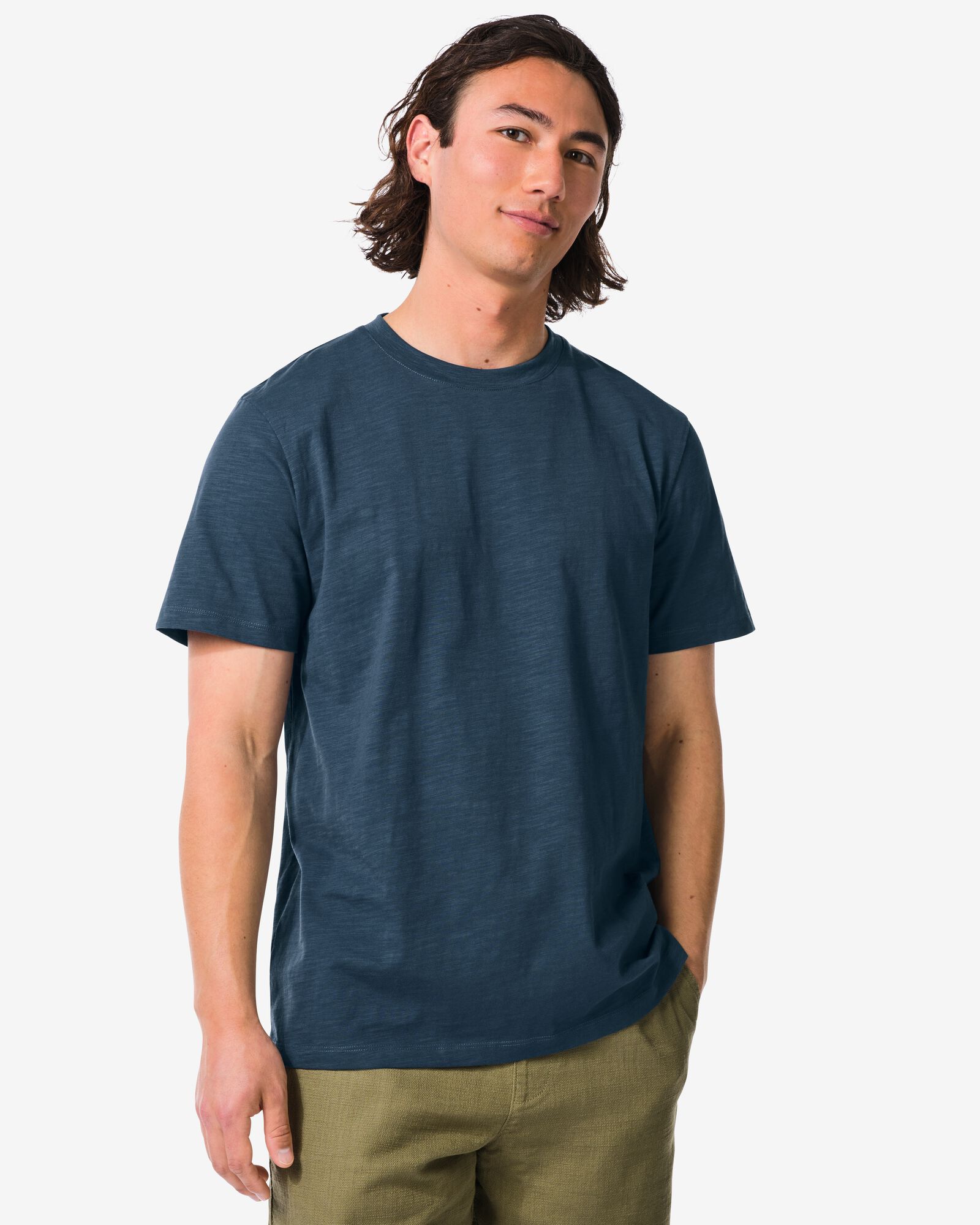 Herren-T-Shirt Jaap aus Slub-Jersey dunkelblau dunkelblau - 2178850DARKBLUE - HEMA