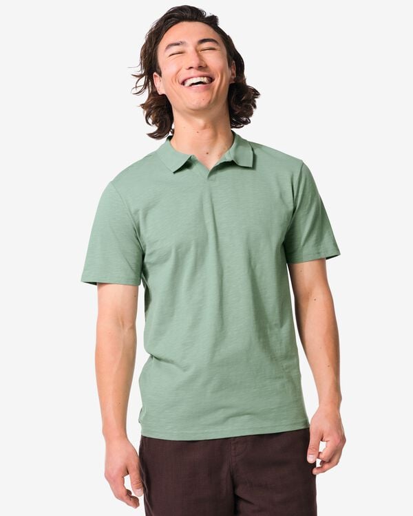 herenpolo Jack slub zeegroen zeegroen - 2179140SEAGREEN - HEMA
