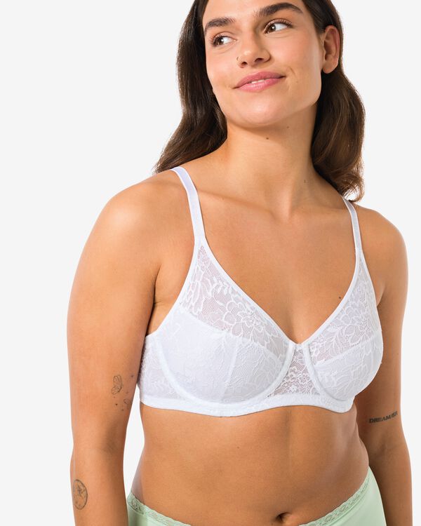 niet voorgevormde kanten bh met beugel  wit wit - 21870518WHITE - HEMA
