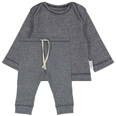 Newborn-Set, Shirt mit Leggings, elastische Baumwolle, gerippt blau - 1000024487 - HEMA