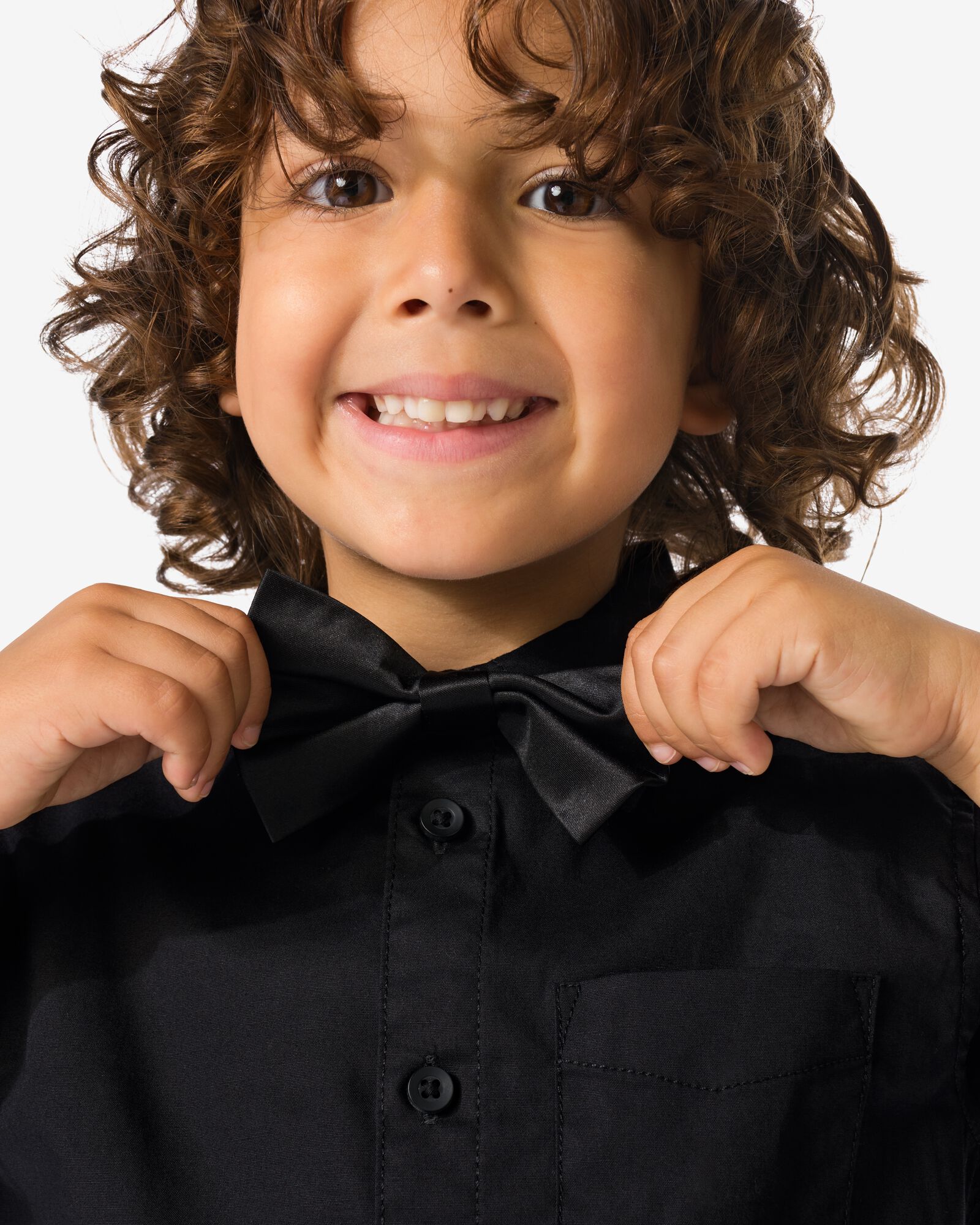 kinderoverhemd met strik zwart zwart - 30790515BLACK - HEMA