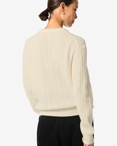 pull femme en maille torsad&eacute;e fiep blanc cass&eacute; - 36205160OFFWHITE - HEMA