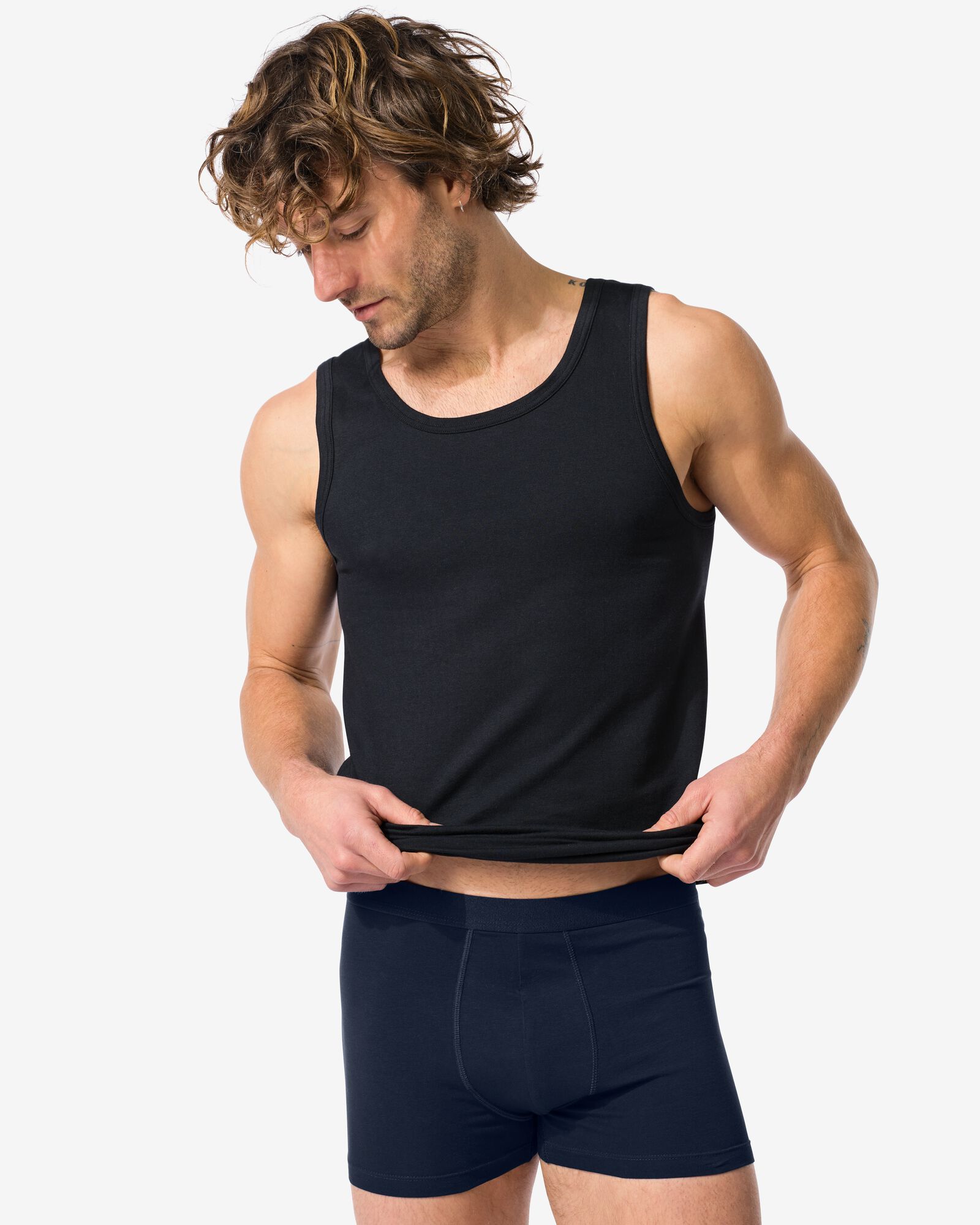 korte herenboxers katoen stretch - 3 stuks rood rood - 19190230RED - HEMA