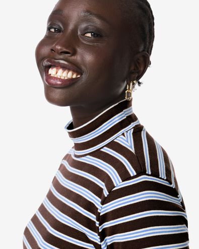 dames T-shirt Clara rib strepen zwart zwart - 36207150BLACK - HEMA