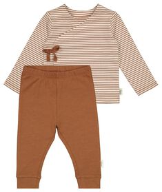 ensemble nouveau-né pull et pantalon avec bambou rayures marron marron - 1000026312 - HEMA