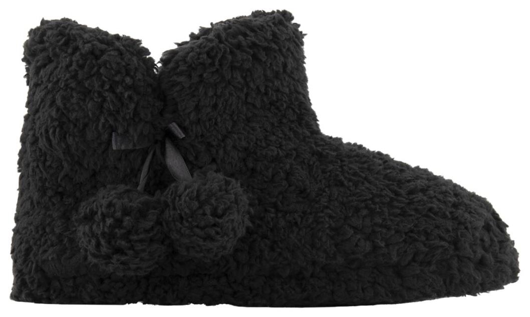 damessloffen teddy zwart zwart - 1000025111 - HEMA