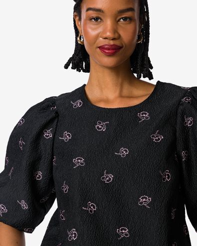 Damen-Shirt Dawn, Crinkle-Design, Blumen schwarz - 36205980BLACK - HEMA