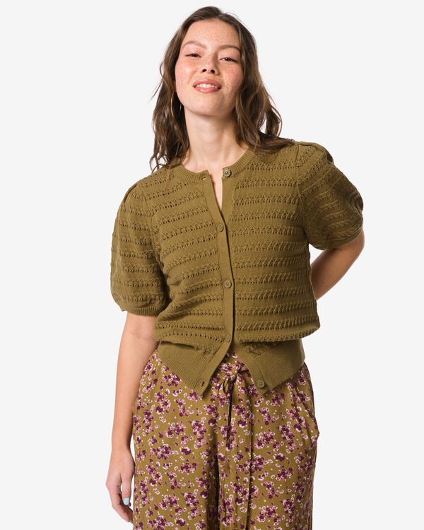 damesvest Fina fijngebreid groen groen - 36207730GREEN - HEMA