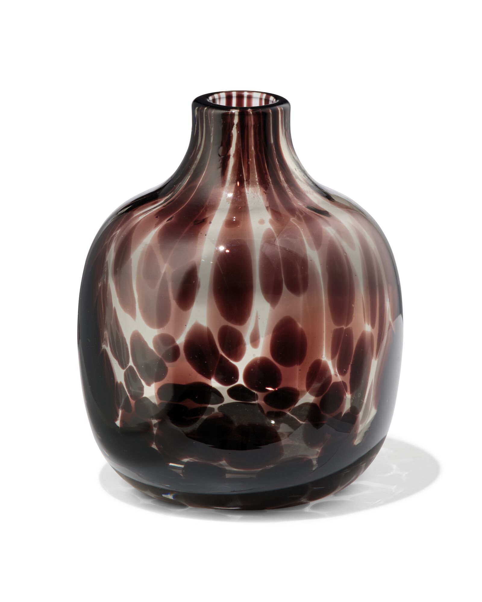 vaas ⌀7x10cm glas camouflage bruin - 13326018 - HEMA