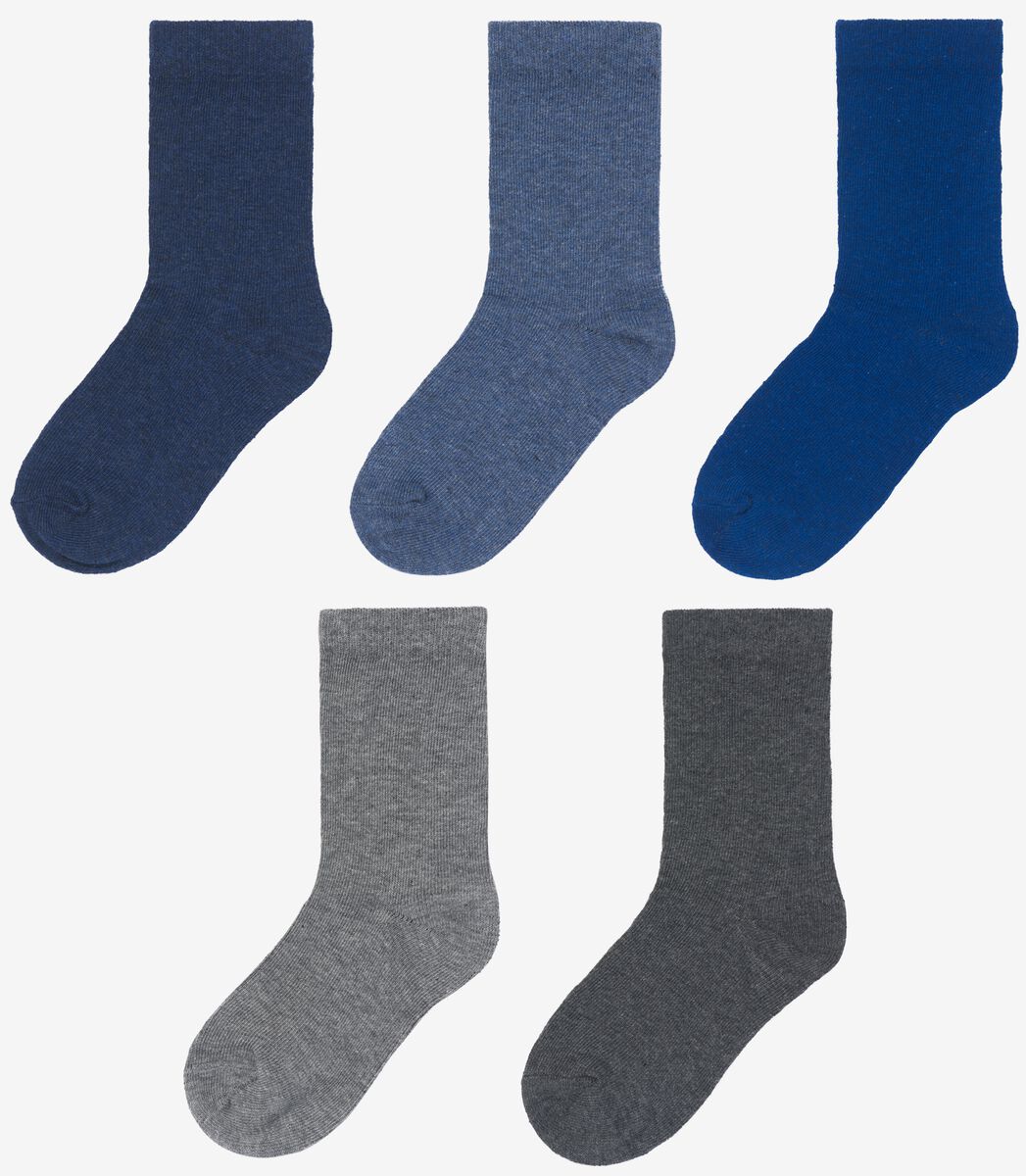 5 paires de chaussettes enfant avec coton bleu 23/26 - 4360071 - HEMA