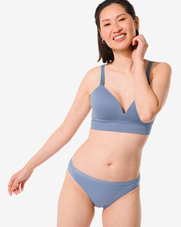 slip femme sans coutures avec dentelle bleu bleu - 1000031546 - HEMA