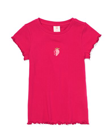 kinder T-shirt rib aardbei fuchsia fuchsia - 30846404FUCHSIA - HEMA