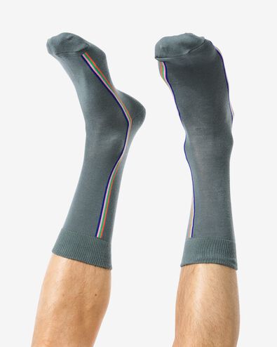 chaussettes homme avec coton rayure latérale gris 39/42 - 4102611 - HEMA
