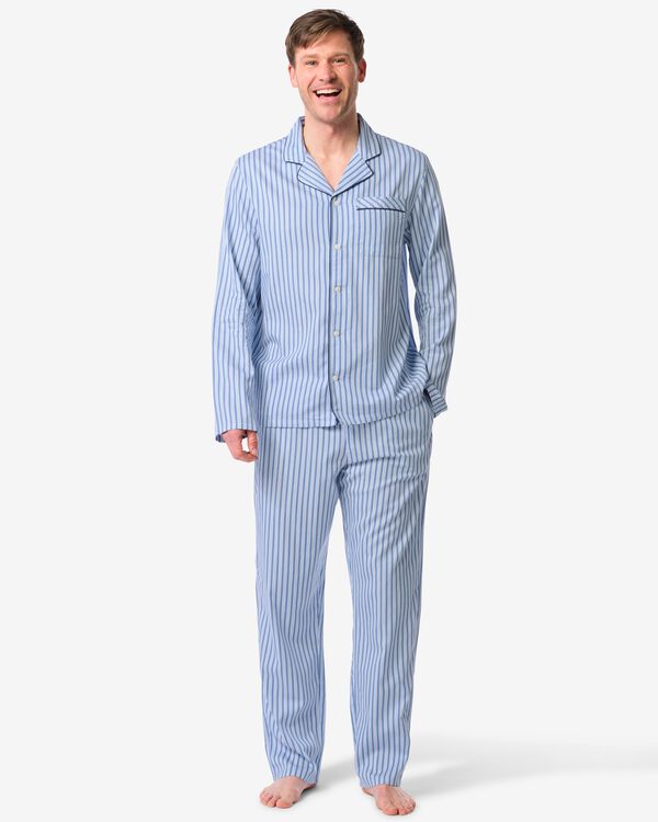 pyjama homme Palle popeline ray&eacute; bleu moyen bleu moyen - 23686210MIDBLUE - HEMA