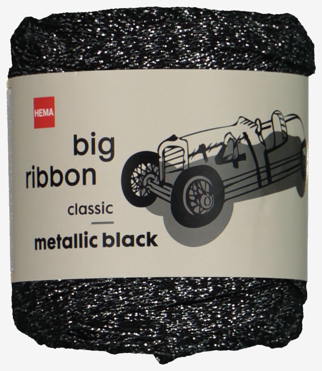ruban 24m metallic argent noir big ribbon - 1400211 - HEMA
