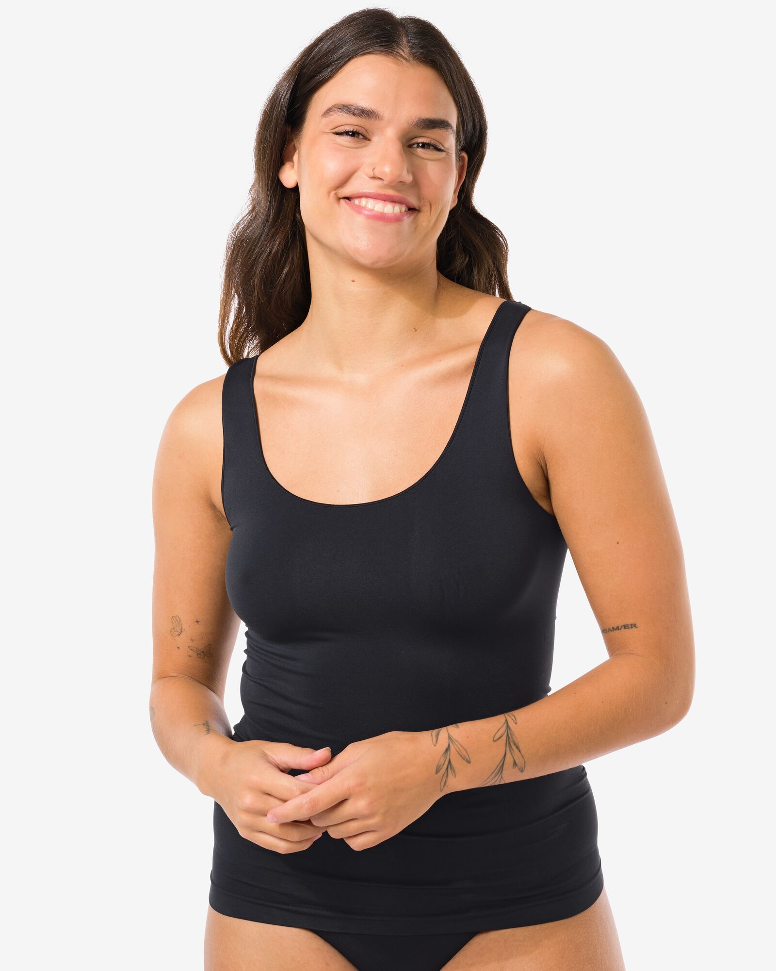 Damenhemd nahtlos, aus Mikrofaser schwarz schwarz - 1000002077 - HEMA