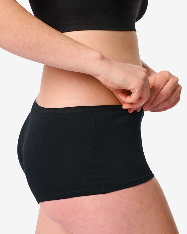 dames shorties stretch katoen - 2 stuks zwart zwart - 1000030352 - HEMA