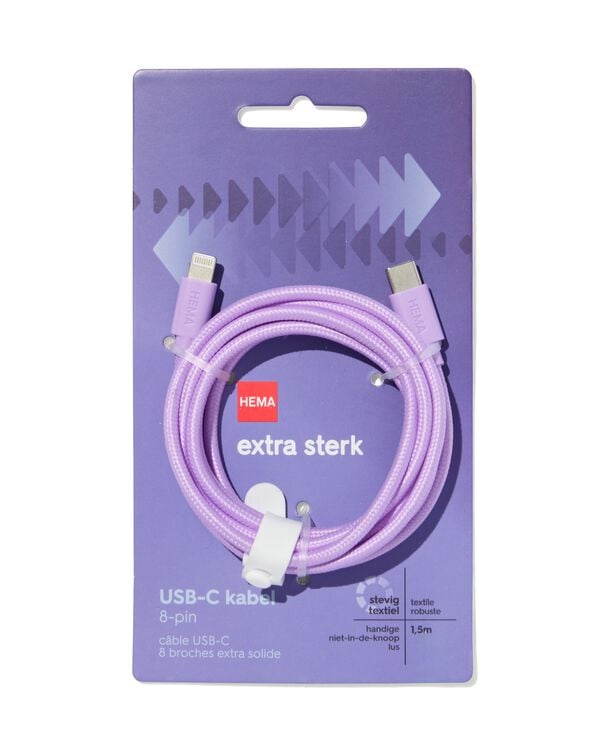 c&acirc;ble chargeur USB-C vers 8 broches 1,5m - 39680019 - HEMA