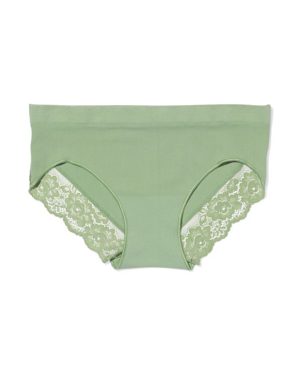 culotte hipster femme sans coutures microfibre avec dentelle vert vert - 19603035GREEN - HEMA