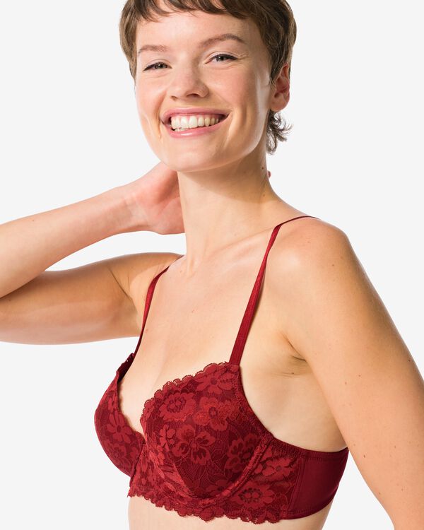 soutien-gorge dentelle pr&eacute;form&eacute; avec armatures rouge fonc&eacute; rouge fonc&eacute; - 21801015DARKRED - HEMA