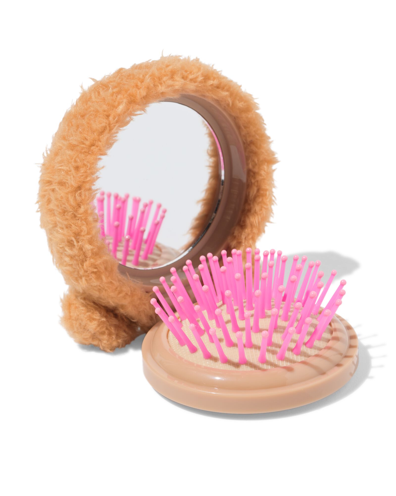 vouwborstel 8x8cm met spiegel en zachte hoes - 61100072 - HEMA