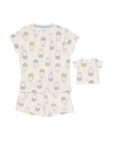 Kinder-Kurzpyjama, Baumwolle/Elasthan, Miffy, mit Puppennachthemd eierschalenfarben 110/116 - 23080282 - HEMA