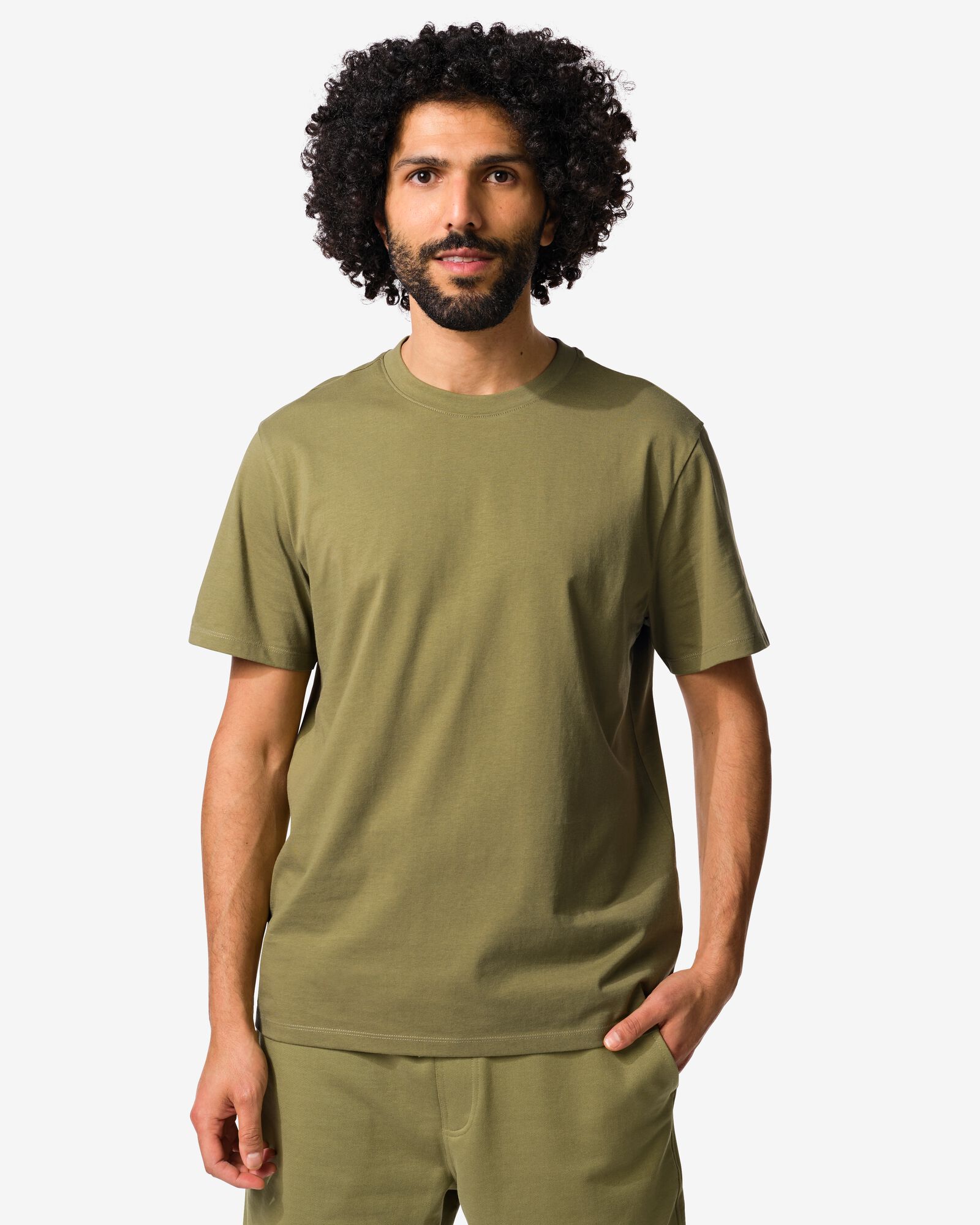 t-shirt homme coupe classique vert moyen vert moyen - 2190380MIDGREEN - HEMA