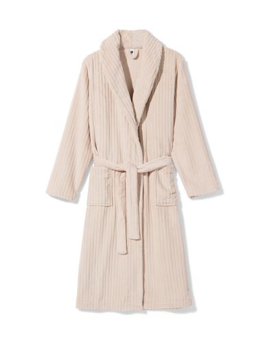 dames badjas rib fleece  beige beige - 23401320BEIGE - HEMA