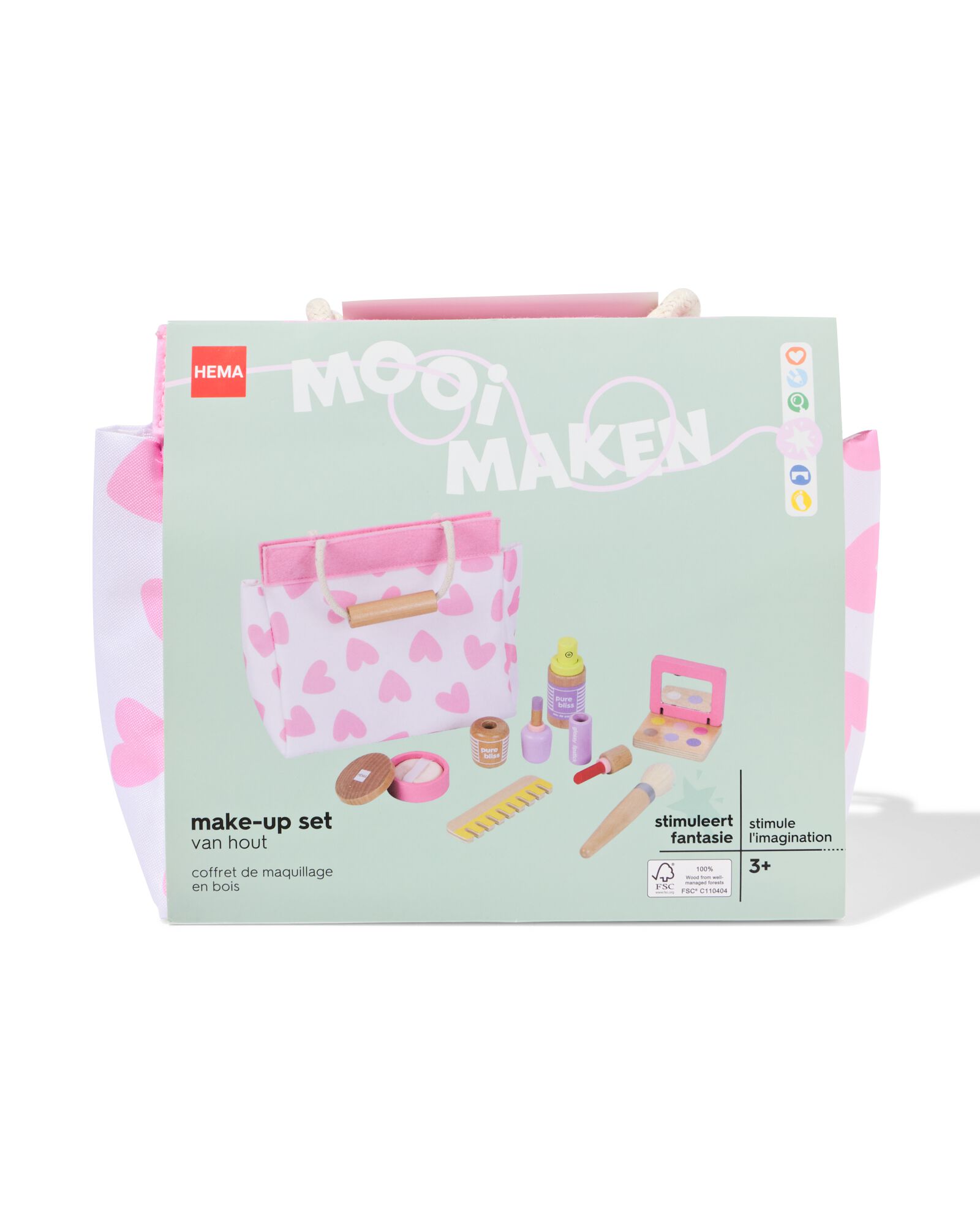 Make-up-Set 21 &times; 19 &times; 12 cm, Holz - 15100235 - HEMA