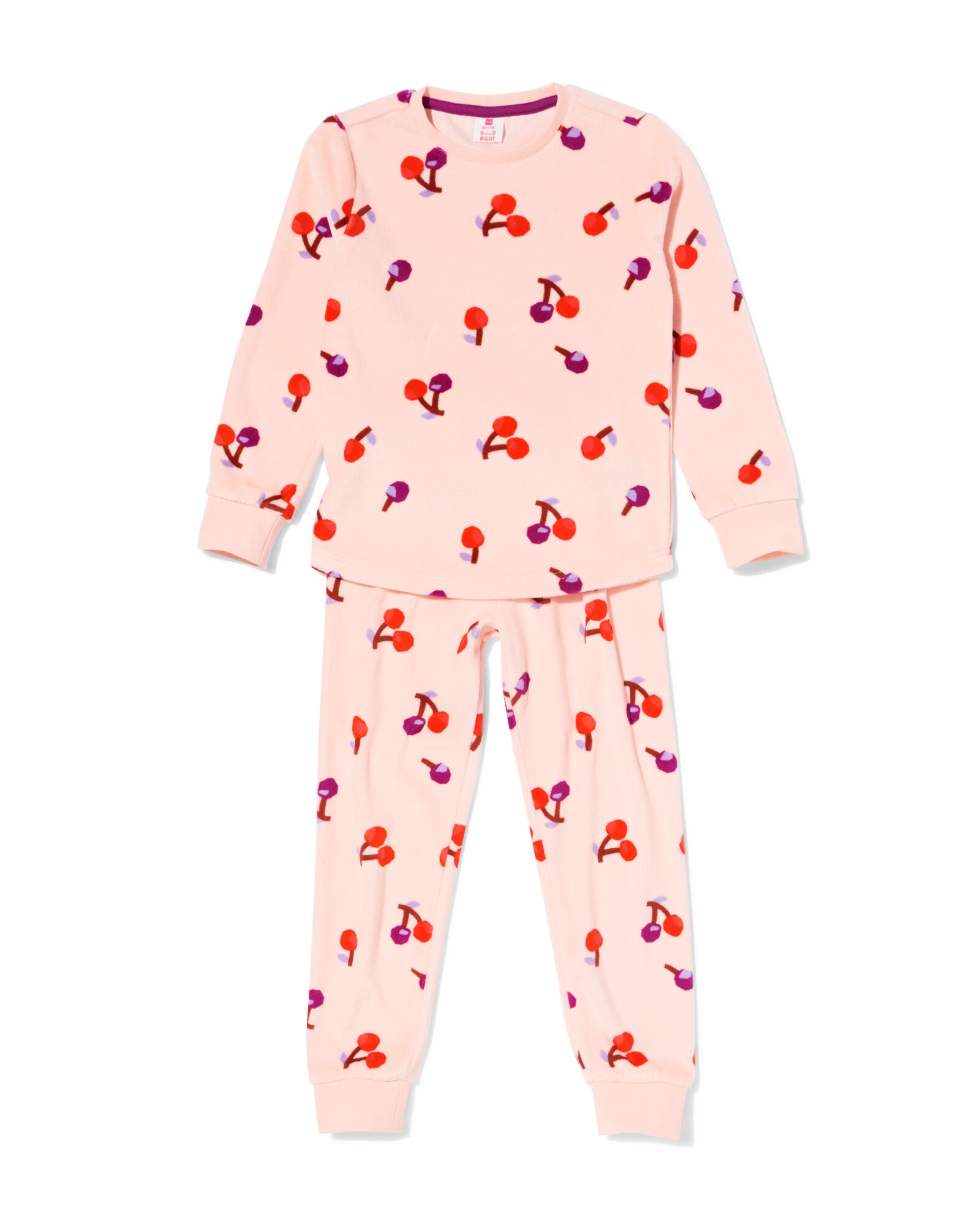 kinderpyjama velours kers roze roze - 23001240PINK - HEMA