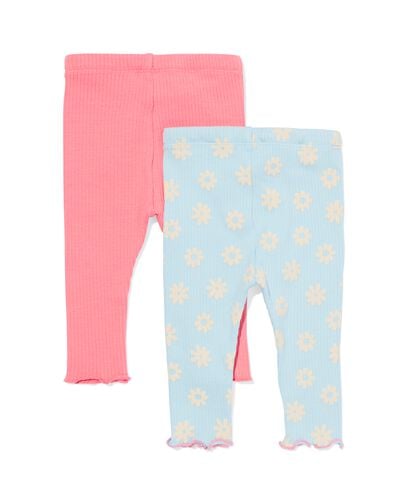 babyleggings rib bloemen - 2 stuks blauw blauw - 33057770BLUE - HEMA