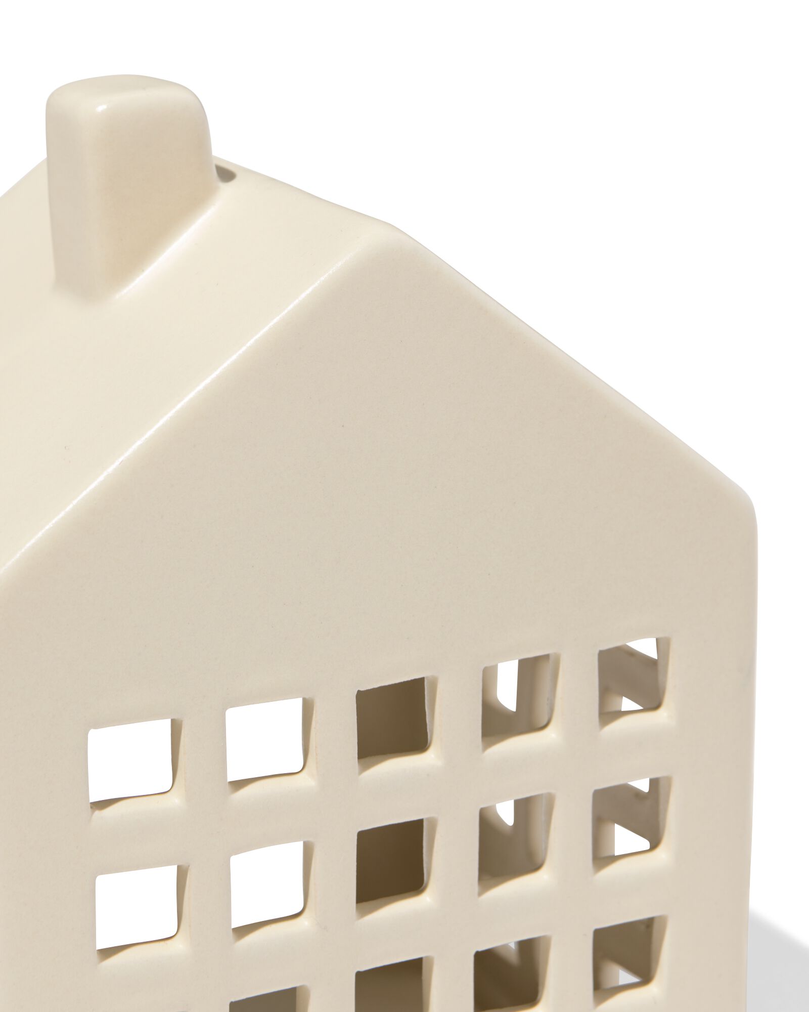 theelichthouder 8.4x14.3x10cm keramiek huisje cr&egrave;me - 25100323 - HEMA