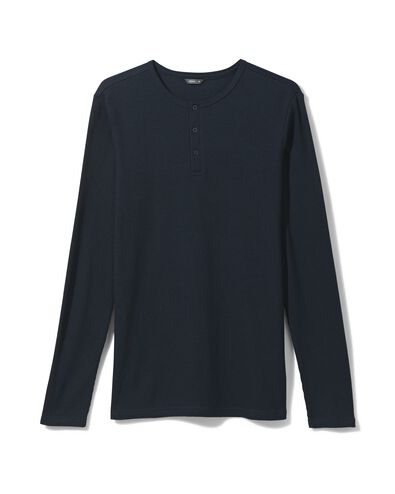 Herren-Loungeshirt, Baumwolle mit Waffeloptik dunkelblau L - 23620243 - HEMA