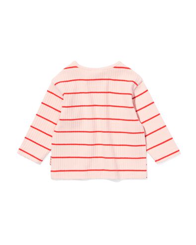 t-shirt bébé nouveau-né côtelé rayures rose pâle 80 - 33496216 - HEMA
