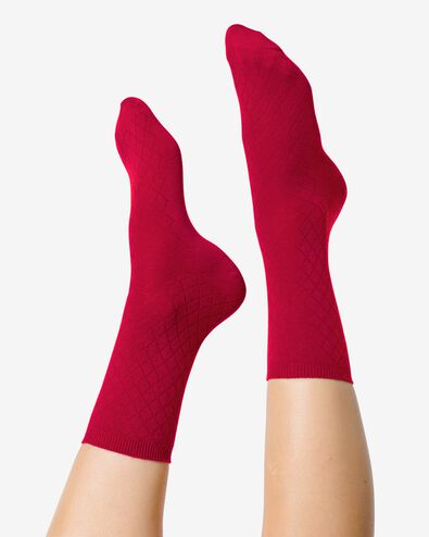 2 paires de chaussettes femme avec coton rouge 35/38 - 4270471 - HEMA