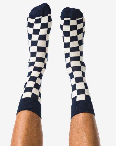 herensokken ruiten donkerblauw donkerblauw - 4170440DARKBLUE - HEMA