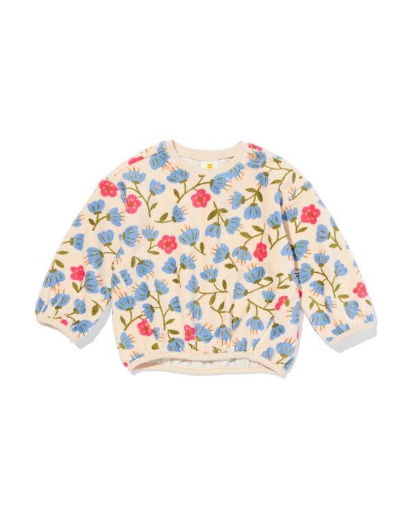 Babypullover aus Velours mit Rippenstruktur und Blumenmuster ecru ecru - 33060070ECRU - HEMA