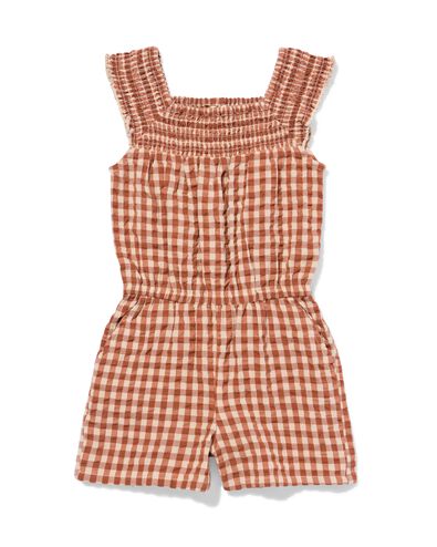 kinderjumpsuit seersucker ruit bruin - 30847145BROWN - HEMA