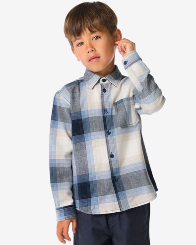 chemise enfant carreaux bleu - 30700401BLUE - HEMA